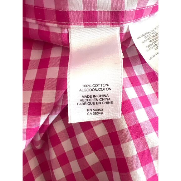 Jones New York Signature Pink Gingham Easy Care Cotton Shirt M Button-up Long Sl - Picture 5 of 5